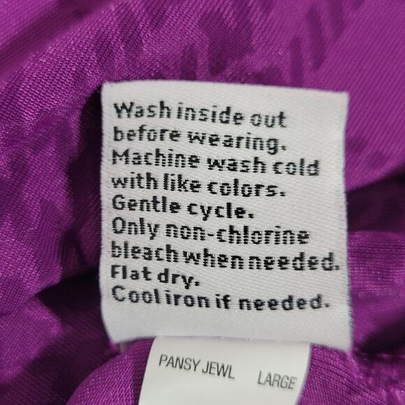 Nine West Purple‎ Plaid Velvet Lettuce Hem Short Sleeve Blouse Size Large - Picture 8 of 11